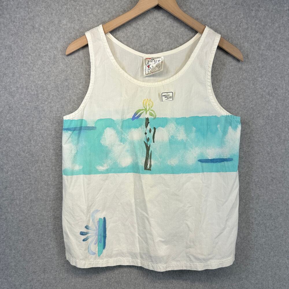 Vintage Play Alegre Top Womens Size SM Beach Hand Painted Cotton Preshrunk